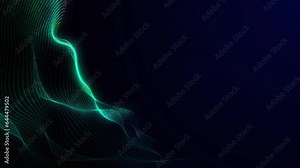 Simple Particle Wave Animation On Dark Blue Background. Digital Wave Animation Bg,abstract Particle Line Moving And Waving, Digital Particles Wave Loop Animation High Technology