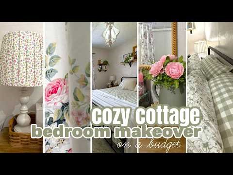 COZY COTTAGE BEDROOM MAKEOVER - ON A BUDGET / DIY'S, EASY PLEATED LAMPSHADE