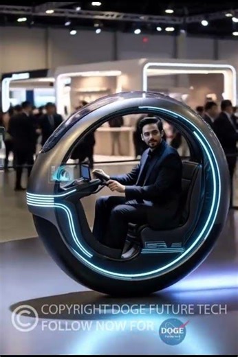 Futuristic One Wheel Motorcycle Test Ride At Expo 2028 #motorcycle #futuretech #elonmusk
