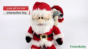 Watch Houwsbaby Singing Santa Claus Interactive Christmas Plush Toys with Music Electronic Animated Stuffe on Amazon Live