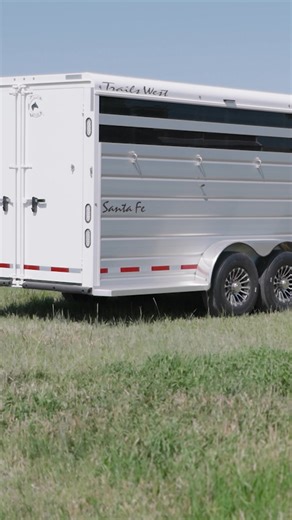 The Santa Fe is tailored for versatility with a lightweight design. Available in open stock, stock combo, and slant-load configurations, it's designed to adapt to your every need, whether for horses or livestock. With incredible customization, the Santa Fe emerges as the ultimate solution for a variety of purposes, making it a standout choice in the world of multipurpose trailers. | Trails West Trailers