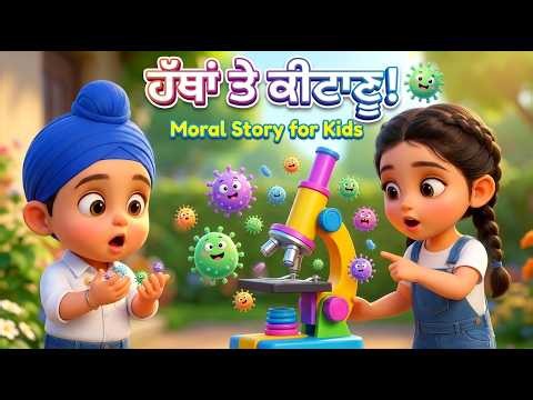 Punjabi Learning Cartoons for Kids | Handwashing Lesson 🧼 | Germs & Clean Hands | Moral Story