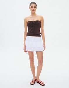 Low Rise Tiered Mini Skort in White | Glassons