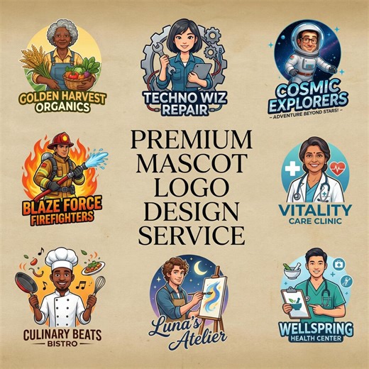 Custom Cartoon Mascot Logo Design, Business Branding, Custom Business Logo Design: Cartoon Portrait, Any Profession Logo Customized - Etsy