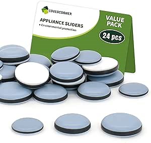 Appliance Sliders for Kitchen Appliances, Kitchen Appliance Sliders for Counter, Self Adhesive Small Appliance Slider - 3/4'', 7/8'', 1'', 24PCS Value Pack Blue