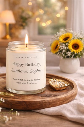 Personalized Birthday Candle Gift, Sunflower Candle, Custom Name Candle, Birthday Gift for Her, Aesthetic Gift - Etsy