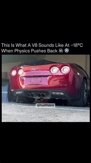 At -18°C, engines don't start, they fight for ignition 🔥⚙️ This is a Chevrolet Corvette C6 powered by the LS2 V8, attempting a cold start in extreme sub-zero conditions. At temperatures this low, engine oil thickens, fuel atomization worsens, battery output drops, and metal components contract, all of which make combustion far harder to achieve. That delay before ignition isn't hesitation, it's physics. Once the engine finally catches, the aggressive rev isn't drama, it's the ECU rapidly stabil