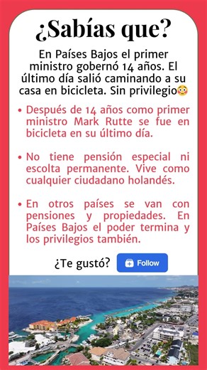 PAÍSES BAJOS: Primer ministro gobernó 14 años. El último día se fue a casa en bicicleta 🇳🇱 #shorts