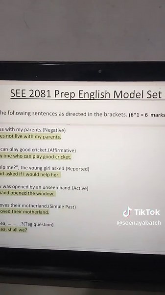 6 Marks Grammar Preparation for Class 10 English