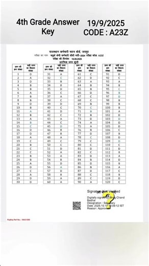 4th Grade Answer Key 19 Sep 2025 CODE : A23Z #4thgradeanswerkey