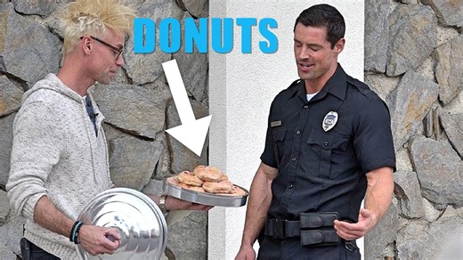 Cop gets pranked with a donut magic trick