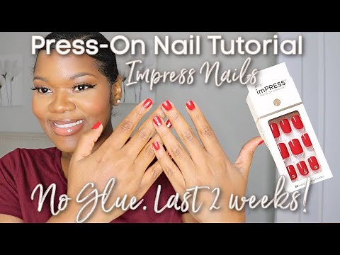 How To Apply Press On Nails And Make Them Last. No Glue - Beginner Manicure With Kiss Impress Nails!