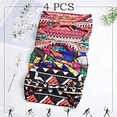 African Headbands Boho Knotted Hairbands Stretch Wide Head Wraps Elastic Yoga Turban Hair Scarfs Workout Printed Hair Accessories for Women Pack of 4 2025