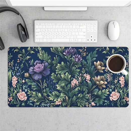 Vintage Floral Navy Blue Mouse Pad - Etsy