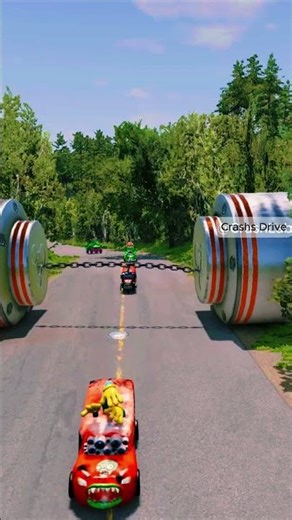 Giant Pink Bollard vs Cartoon Cars – Who Survives?! Monster Lightning McQueen Cars 2 #beamngdrive