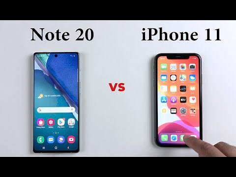 SAMSUNG Note 20 vs iPhone 11 Speed Test & Size Comparison