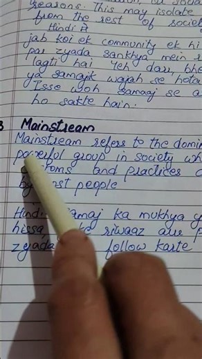 Mainstream meaning class 8Civics chapter7 Understanding Marginalisation glossary page 93 #education