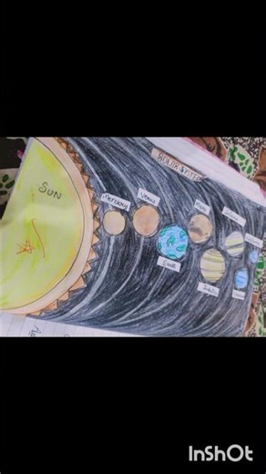 SOLAR SYSTEM DRAWING ❤️🌑🔥 Aaradhya Kids Drawing ☺️#solar system #art #drawing #painting .......