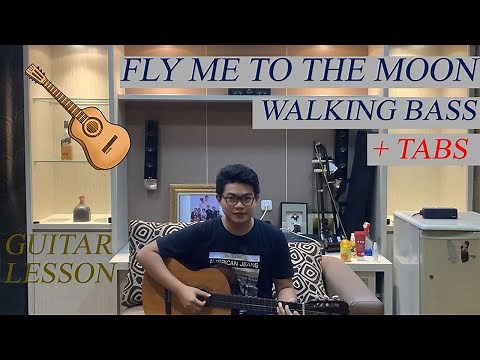 Fly Me To The Moon Walking Bass Guitar Tutorial + TABS