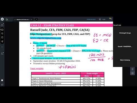 CAIA L2 - Exam strategy session - 15 Feb 2026
