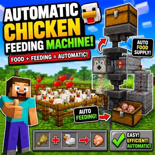 Automatic Chicken Feeding Machine in Minecraft 🐔