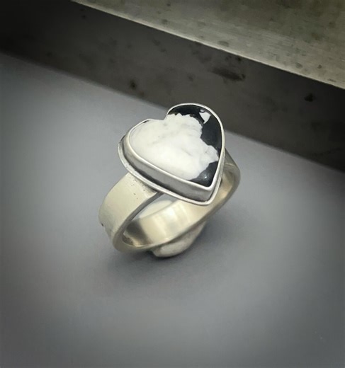 Quiet Love. Sacred White Buffalo Turquoise Heart Ring - Sterling Silver Handmade Jewelry - Size 8.5 - "loved" Stamped - Etsy