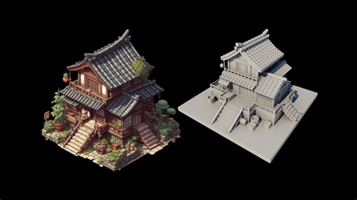 【maya教程】零基础学建模，maya基础入门制作古风建筑场景模型