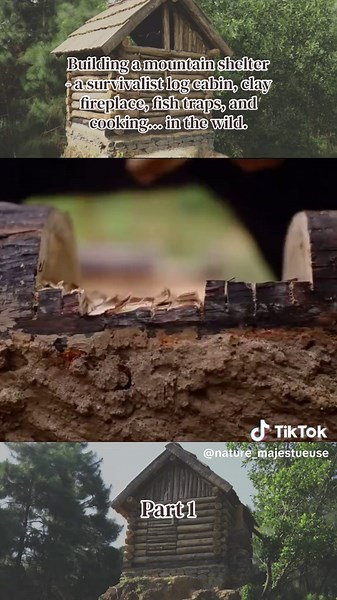 Building a mountain shelter - a survivalist log cabin