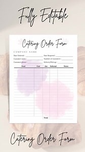 PRINTATBLE CATERING ORDER Form, Editable Catering Order Form Template, Custom Order Form for Catering Business, Food Service Order Sheet - Etsy