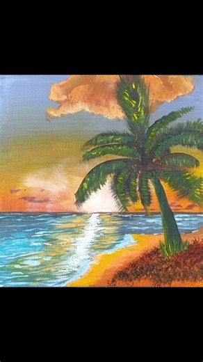 Acrylic Painting Sunset & Palm Beach
