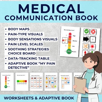 Medical Communication Adaptive Book Nurse Pain Scale & Level Autism NonVerbal