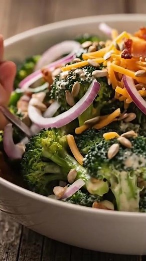 Classic Creamy Broccoli Salad with Bacon & Cheddar 🥦🥓