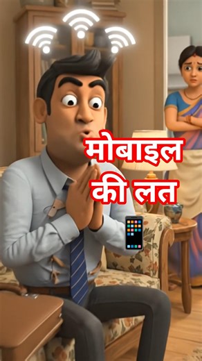 मोबाइल की लत 📱| Mobile Addiction 📱 | हिंदी Comedy स्टोरी | Ai Video #aistory #comedy #shortstory