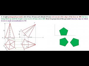Projection of Solid Pentagonal Pyramid | Highest Corner of base Lifted