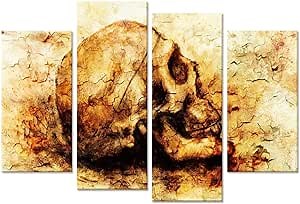 iHAPPYWALL Vintage Yellow Skull Canvas Wall Art Print Abstract Skull Head Abstract Human Skeleton Picture Print for Modern Home Bedroom Decor Ready to Hang