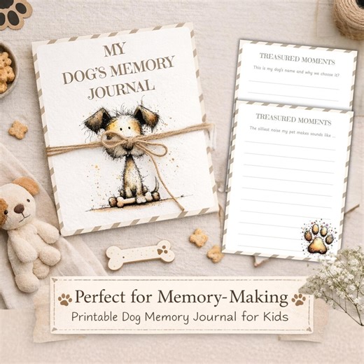 My Dogs Memory Journal for Kids, Printable Dog Keepsake, Pet Memory Book, Kids Writing Prompts, Dog Lover Gift for Children, Dog Memory Gift - Etsy