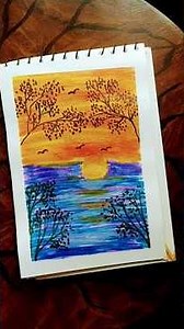 easy sunset landscape drawing #sunsetdrawing #easydrawing #sunset #shortsfeed #shorts