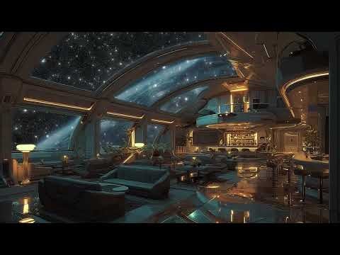 Deep Space Station Ambience | Sci-Fi Lounge, Bar & Dining Area with Star View for Sleep & Focus