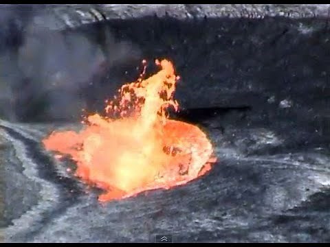 throwing a huge rock into a volcano and it exploded...