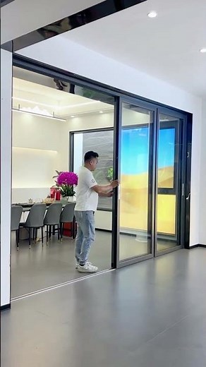 Modern Glass Sliding Door System | Minimalist Interior Space-Saving Design