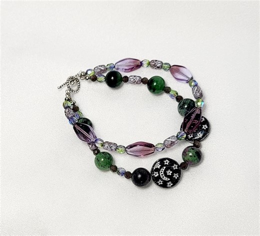 Multi-strand Beaded Gemstone Czech Glass Crystal Bracelet - Etsy