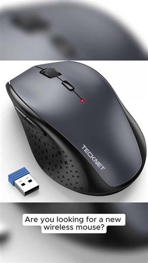 TECKNET Wireless Mouse for Laptop, 4800 DPI Optical Computer Mice with 6 Adjustable Levels, 30 Months Long Battery Life 2.4G Cordless USB Silent Mouse for Notebook, PC, Office Home Work - Grey