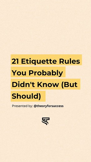 Read and Save It ⬇️ Etiquette isn’t old-fashioned—it’s powerful. The way you carry yourself, especially in subtle moments, quietly tells others who you are. Good manners open doors that talent alone can’t. They build trust, show respect, and make others feel valued in your presence. And the best part? It costs nothing to be thoughtful. 🌿 Why modern etiquette still matters: • it leaves a lasting impression without loudness • it shows emotional intelligence and maturity • it creates a sense of sa