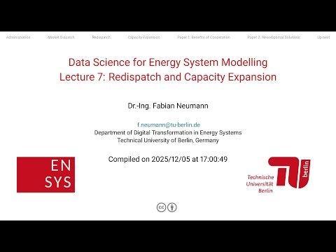 Data Science for Energy System Modelling - Lecture 7: Capacity Expansion