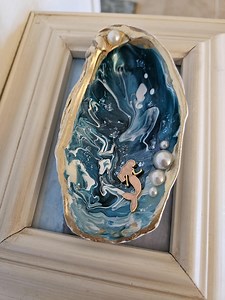 Hand Painted Shell, Oyster Art, Mermaid Seashell, Beach Lover Gift, Ring Trinket Dish - Etsy