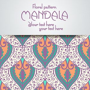 Mandala pattern design template. Vintage ethnic background frame....