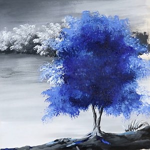 84K views · 6.4K reactions | Blue Tree in Black and White Landscape Painting In this video, I will show you How to Paint Blue Tree in Black and White Landscape Using Acrylics Color and Palette Knife on canvas. #Acrylic #Painting #art #acrylicpainting #Color | Zil Acrylic Painting | Facebook