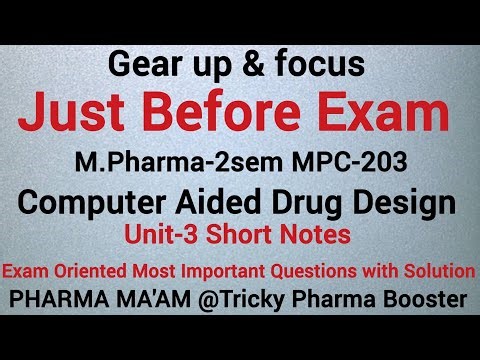 MPharma 2sem Most Important Questions|Computer Aided Drug Design U3|Just Before Exam by Pharma Ma'am
