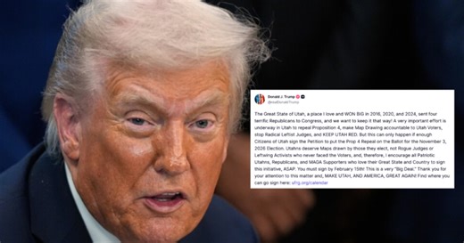 Trump chimes in on Utah's battle over congressional map redistricting