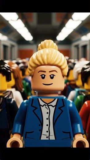 A LEGO commuter squeezes into a packed train Time